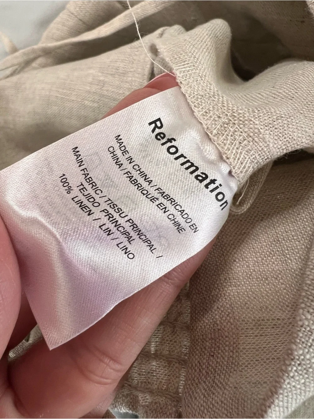 Reformation Linen Jumpsuit Size 6 Strapless Wide Leg Neutral Summer Romper B5
